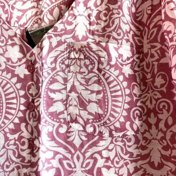 FRED DAVID Women's 3/4 Sleeve High-low Blouse Pink/White Size S Rayon/Polyester - Picture 7 of 10